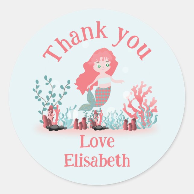 Adesivo Sob o mar Princesa Sereia Aniversário (Frente)