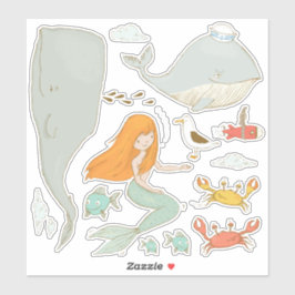 Adesivo Sob o Mar Sereia-Adesivo