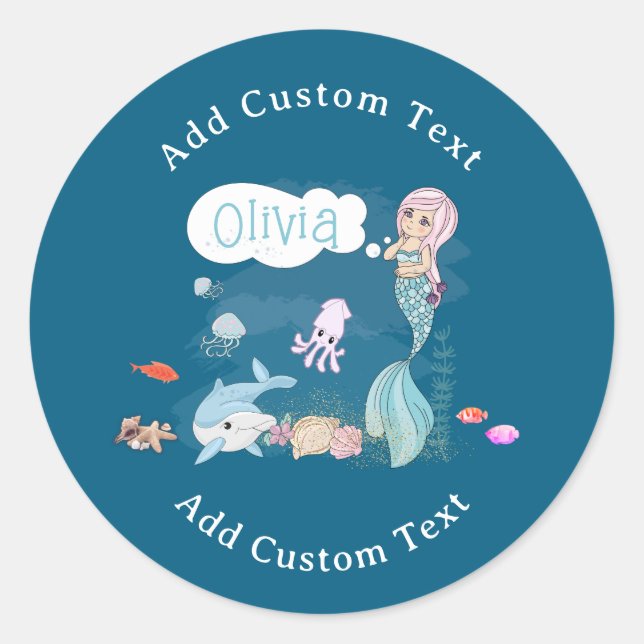 Adesivo Sob o Mar Sereia Personalizada (Frente)