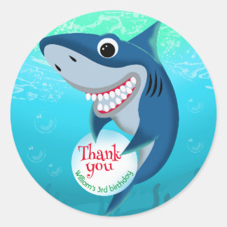 Adesivo Sob O Tubarão-Mar Com Festa de aniversário De Bolh