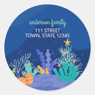 Adesivo Sob o Vinheta-redonda clássico de Natal no Mar