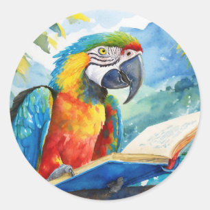 Adesivo Sober Parrot Lendo Grande Recuperação de Livro