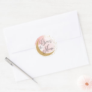 Adesivo Sobre a Lua, Dourada Glitter Envelope Rosa