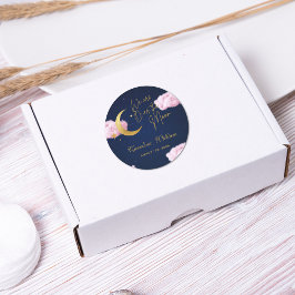 Adesivo Sobre o chá de fraldas rosa das estrelas da Lua