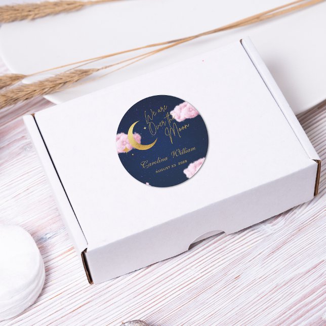 Adesivo Sobre o chá de fraldas rosa das estrelas da Lua (Criador carregado)