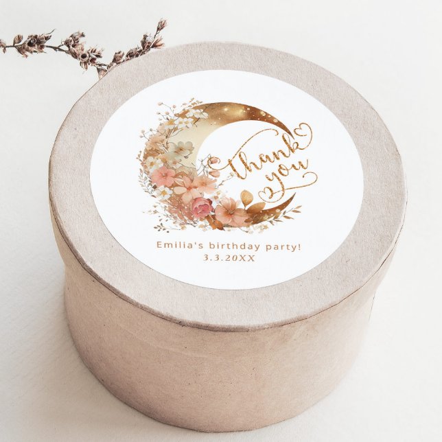 Adesivo Sobre o obrigado de aniversário da garota da lua (Criador carregado)