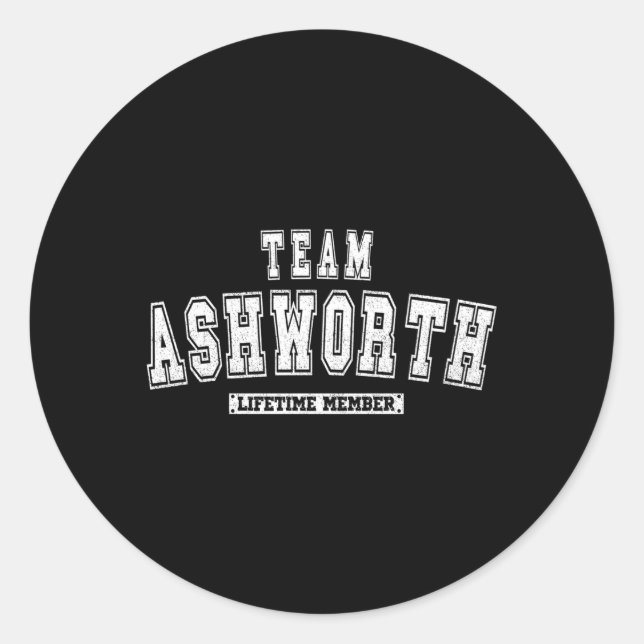 Adesivo Sobrenome da Família Team Ashworth Lifetime Member (Frente)