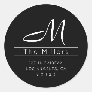 Adesivo Sobrenome de Script Endereço de Devolução & Monogr
