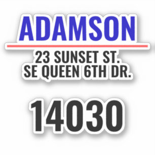 Adesivo Sobrenome e Endereço - Números de Caixa Postal Per