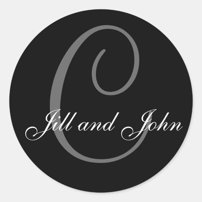 Adesivo Sobrenome inicial C mais primeiros nomes Black Sti (Frente)