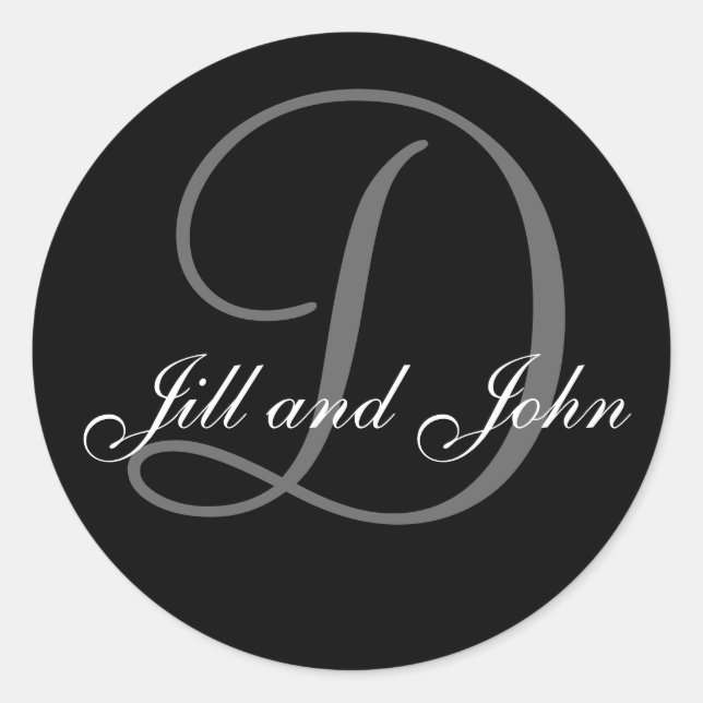 Adesivo Sobrenome inicial D mais nomes impressão em preto (Frente)