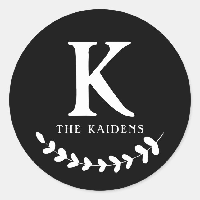 Adesivo Sobrenome inicial da família do monograma preto e  (Frente)