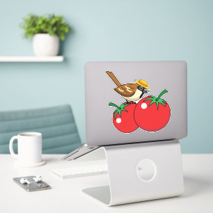 Adesivo Sobreposição Orgânica Comendo Tomate Vermelho