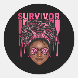 Adesivo Sobrevivência do Câncer da Mama Afro Rainha Negra