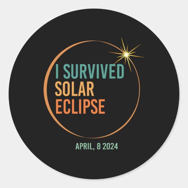 Adesivo Sobrevivente Eclipse Solar Abril 8 2024 Totalidade (Frente)