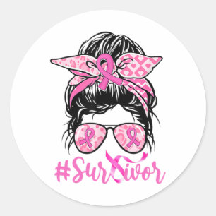 Adesivo Sobrevivente Mensagem Bun Fita Rosa Fita Leopard B