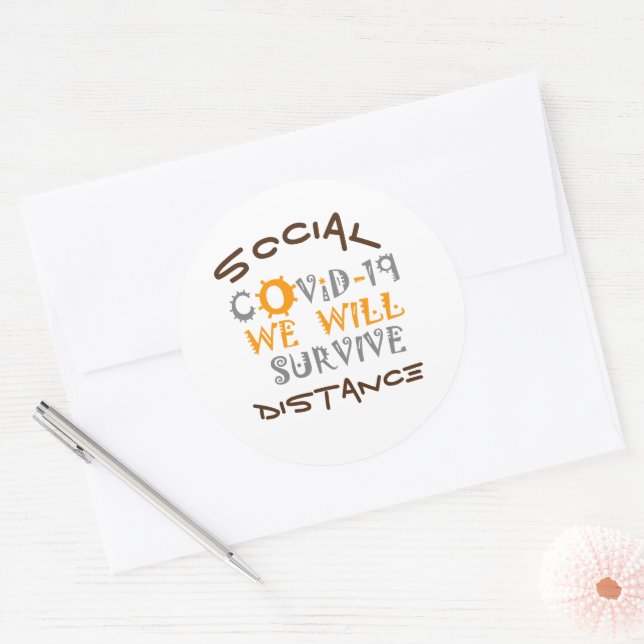 Adesivo Sobreviveremos à COVID-19 - Força e Resiliência (Envelope)