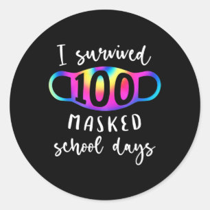 Adesivo Sobrevivi 100 Dias De Escola Mascarados Tie Dye