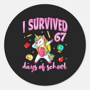 Adesivo Sobrevivi 67 Dias De Escola Unicórnio Dabbing Ensi