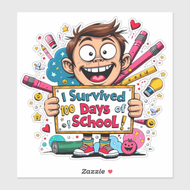 Adesivo Sobrevivi a 100 dias de escola (Folha)
