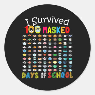Adesivo Sobrevivi A 100 Dias Mascarados Da Escola 100 Másc