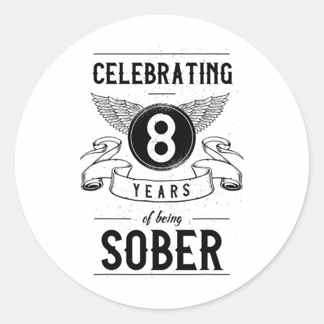 Adesivo Sobriety Gift Recovery Anniversário de 8 anos Sobe (Frente)