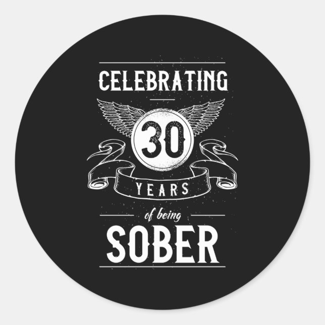 Adesivo Sobriety Recovery Anniversário 30 anos Sober (Frente)