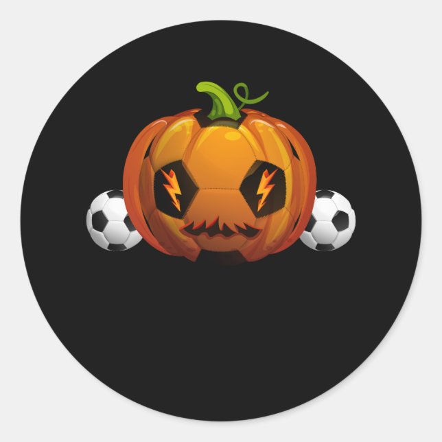 Adesivo Soccer Ball Pumpkin Jack O Lanterna Halloween Skul (Frente)
