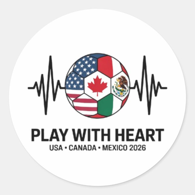 Adesivo Soccer Heartbeat USA Canada Mexico 2026 (Frente)