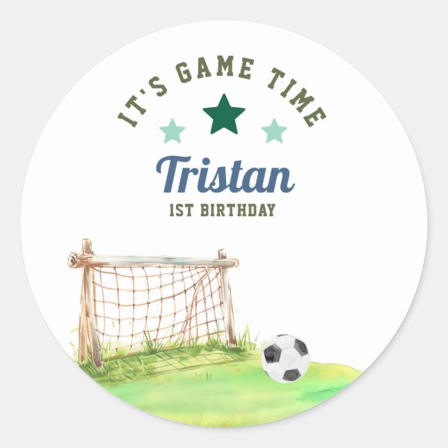 Adesivo Soccer Rookie “It’s Game Time” First Birthday (Frente)