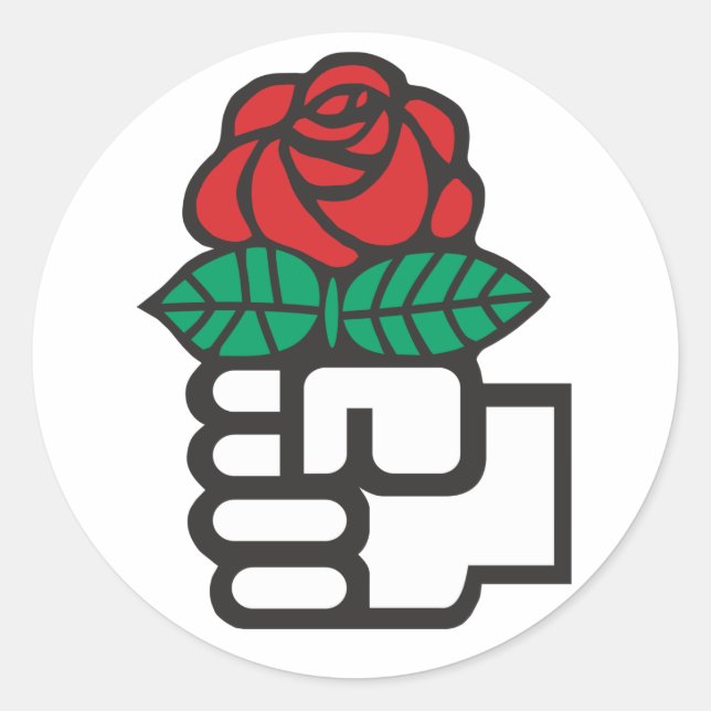 Adesivo Socialismo Democrático (Símbolo de Fist e Rosa) (Frente)