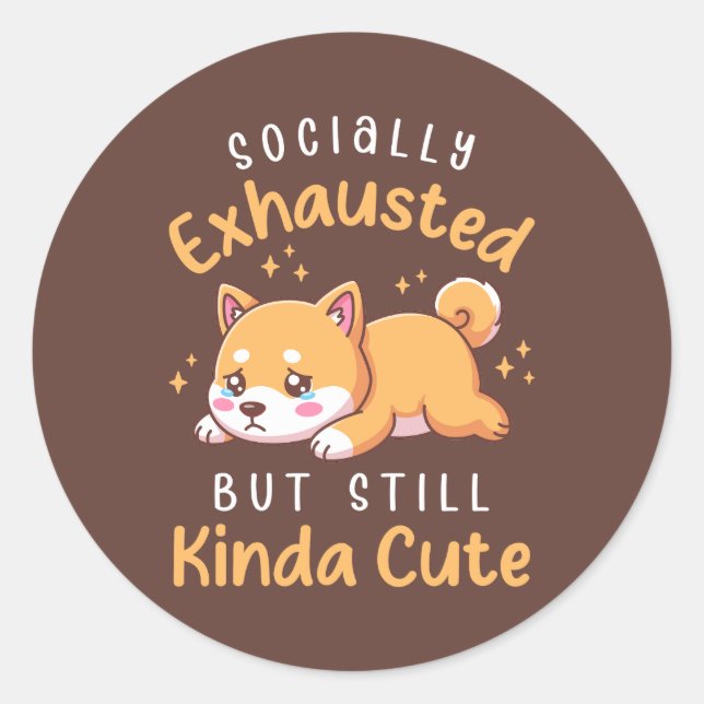 Adesivo Socially Exhausted But Still Cute - Shiba Inu (Frente)
