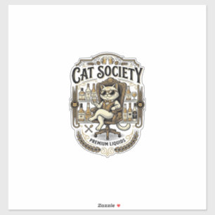 Adesivo Sociedade de Gatos Bar de Álcool Humor Vintage Vet