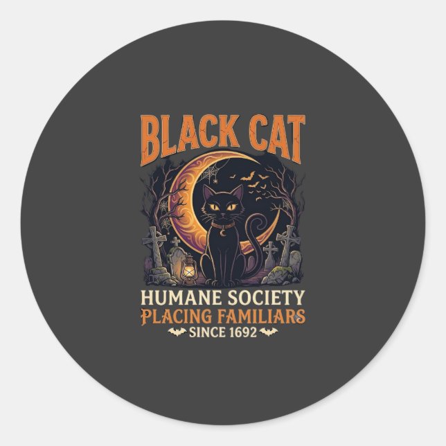 Adesivo Sociedade Humana Black Cat Halloween Crescente Lua (Frente)
