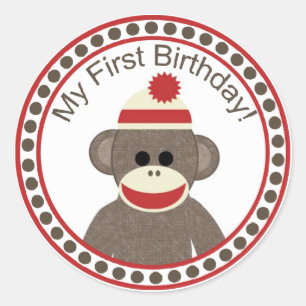 Adesivo Sock Monkey First Birday