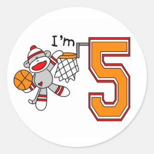 Adesivo Sock Monkey Hoops 5 Birthday