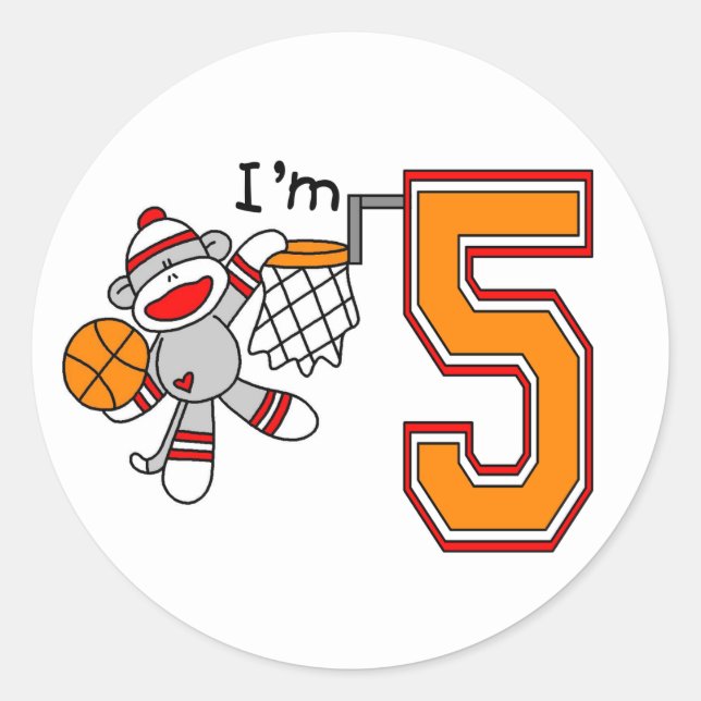 Adesivo Sock Monkey Hoops 5 Birthday (Frente)