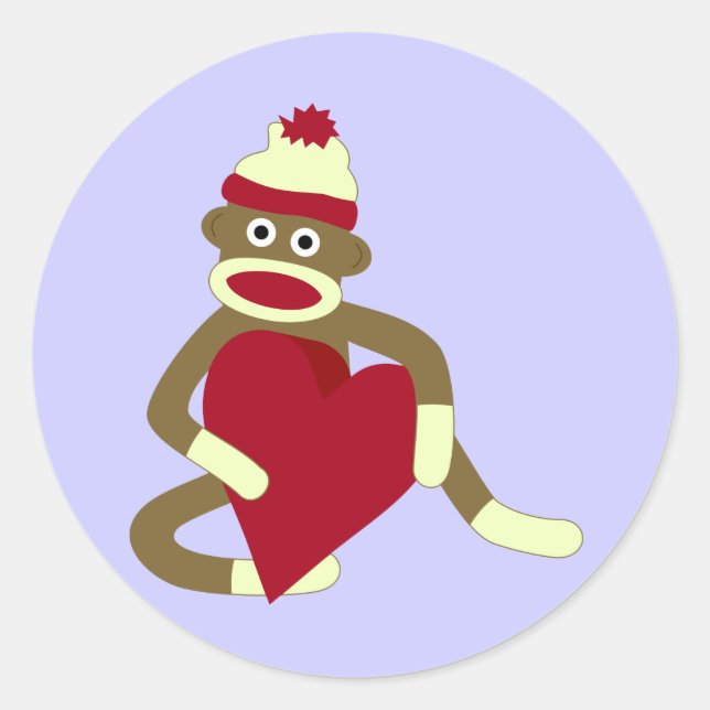 Adesivo Sock Monkey Love Heart (Frente)