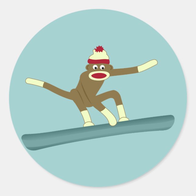 Adesivo Sock Monkey Snowboarder (Frente)