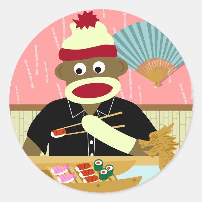 Adesivo Sock Monkey Sushi (Frente)