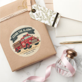 Adesivo Soe o alarme! Chá de fraldas Vintage Firecaminhão