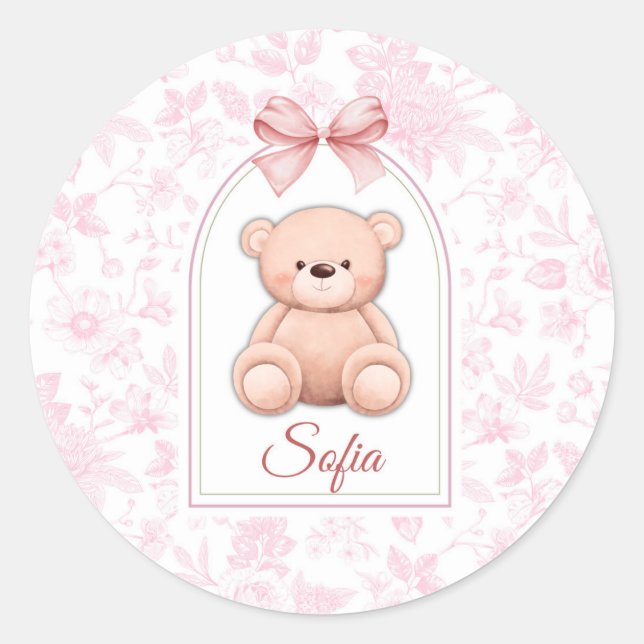 Adesivo Sofia | Design de Enfermeiro de Urso Rosa Personal (Frente)
