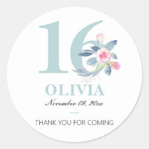 ADESIVO SOFT AQUA BLUSH BLUE FLORAL 16º ANIVERSÁRIO DE Q