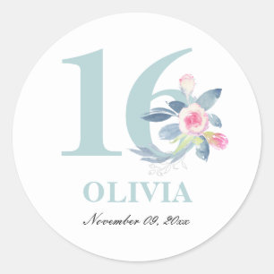 ADESIVO SOFT AQUA BLUSH BLUE FLORAL 16º ANIVERSÁRIO DE Q
