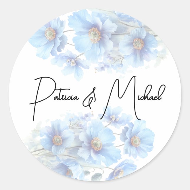 Adesivo Soft Blue Himalayan Poppy Flower Garden Wedding  (Frente)