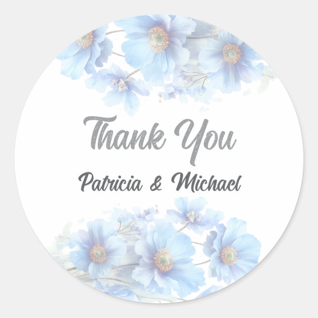 Adesivo Soft Blue Himalayan Poppy Flower Garden Wedding  (Frente)