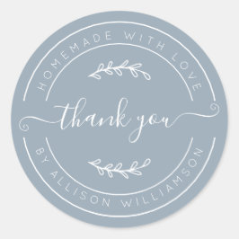 Adesivo Soft Dusty Blue Homemade Thank You Label