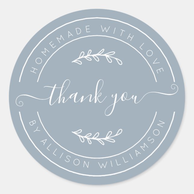 Adesivo Soft Dusty Blue Homemade Thank You Label (Frente)