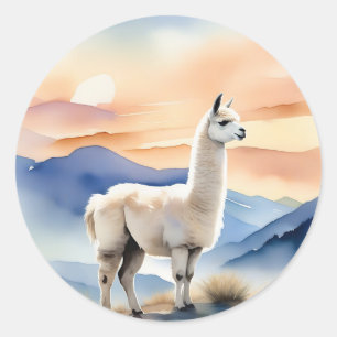 Adesivo Soft Llama Animal Watercolor