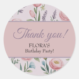 Adesivo Soft Pastel Floral Personalized Birthday Thank You